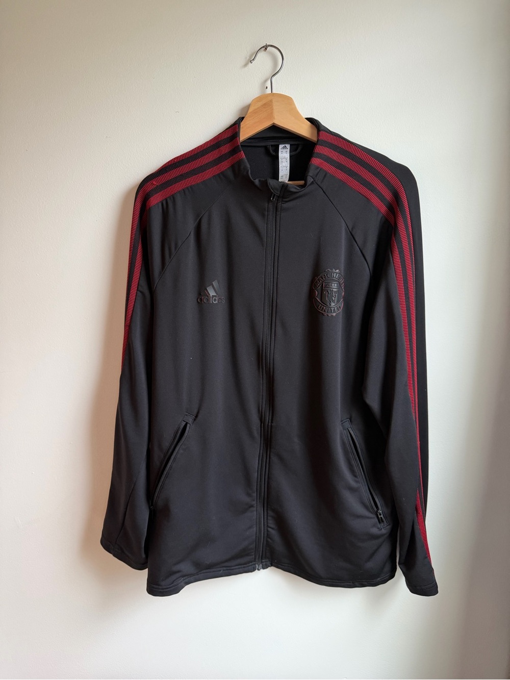 Manchester United MUFC Adidas Track Jacket Black soccer football, Medium